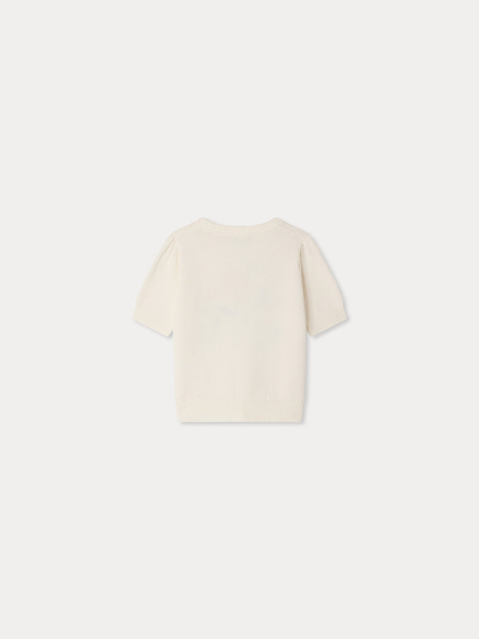 Bonpoint - Elvira jacquard sweater with hand-embroidered flowers in organic cotton and cashmere - view 2