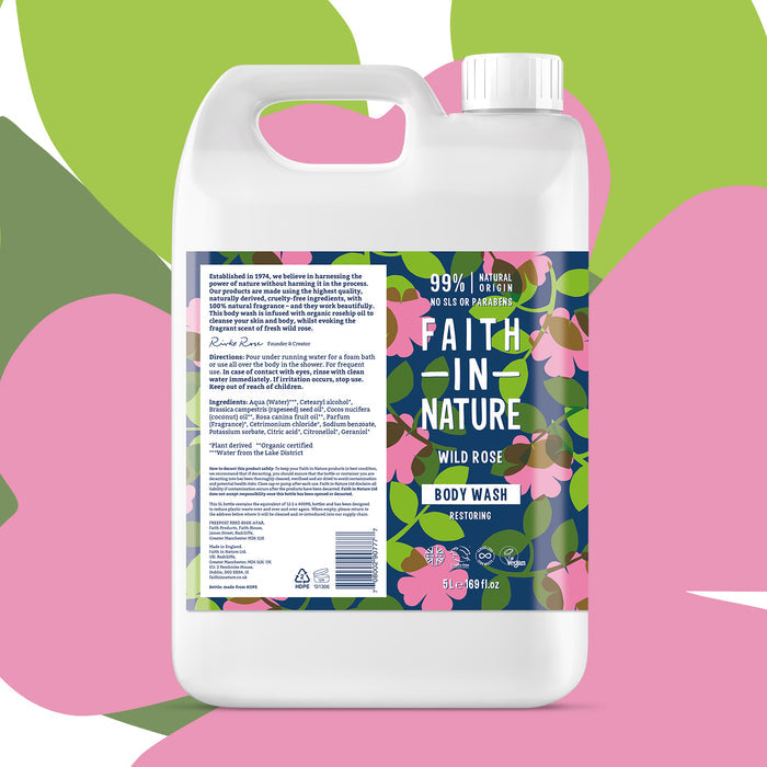 Faith in Nature - 5 Litre Body Wash Refill - Wild Rose