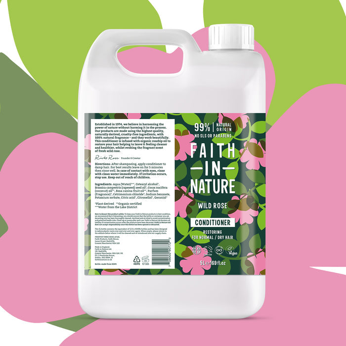 Faith in Nature - 5 Litre Conditioner Refill - Wild Rose