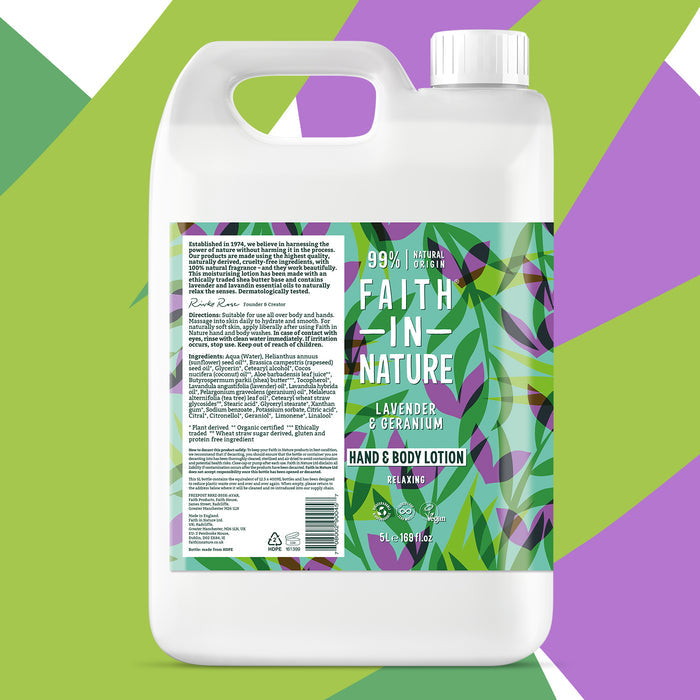 Faith in Nature - 5 Litre Hand & Body Lotion Refill - Lavender & Geranium