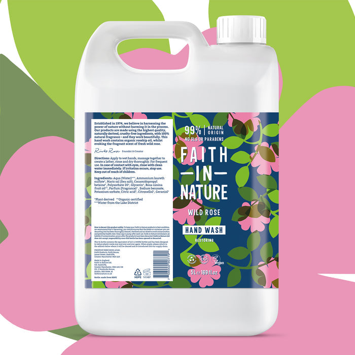 Faith in Nature - 5 Litre Hand Wash Refill - Wild Rose