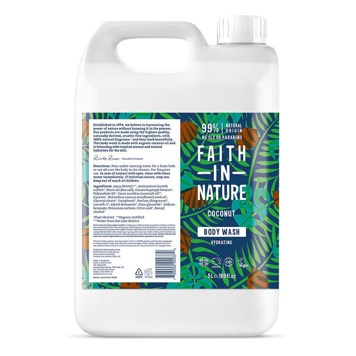 Faith In Nature - 5 Litre Refill Body Wash - Coconut
