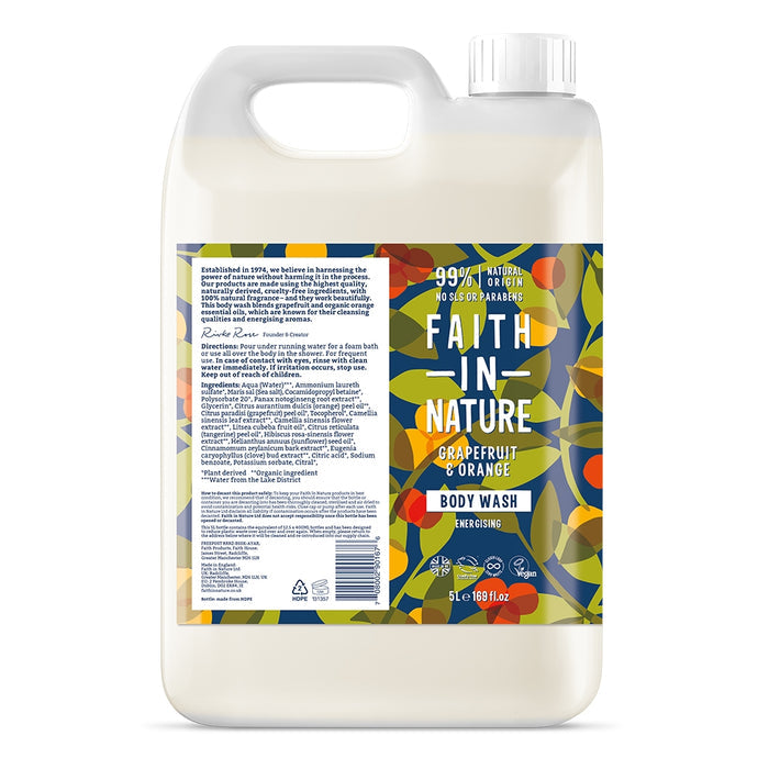 Faith In Nature - 5 Litre Refill Body Wash - Grapefruit & Orange