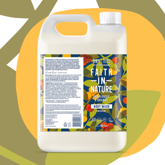 Faith In Nature - 5 Litre Refill Body Wash - Grapefruit & Orange