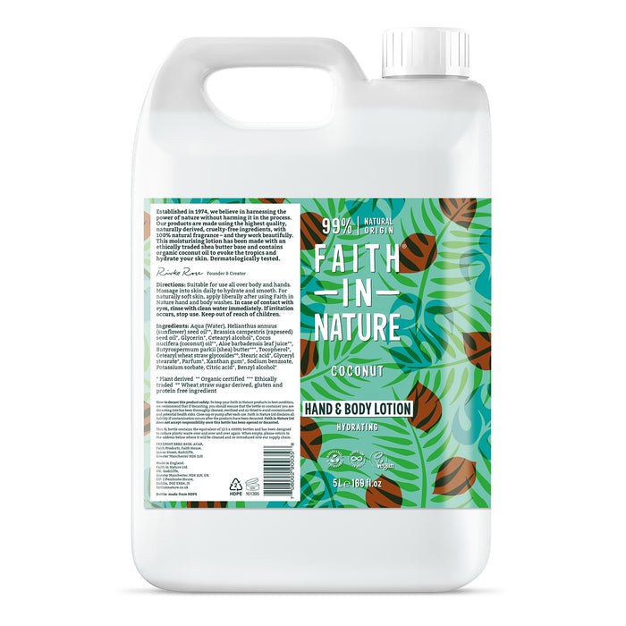 Faith in Nature -  5 Litre Refill Hand & Body Lotion - Coconut