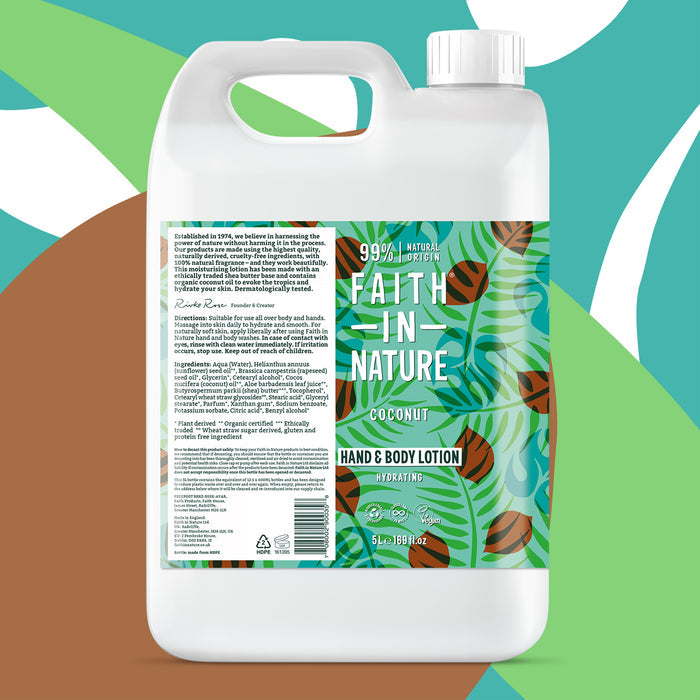 Faith in Nature -  5 Litre Refill Hand & Body Lotion - Coconut