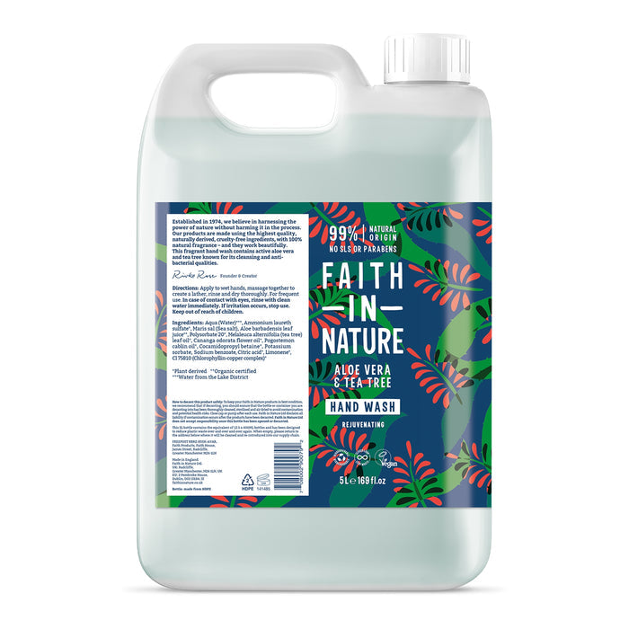Faith In Nature - 5 Litre Refill Hand Wash - Aloe Vera & Tea Tree