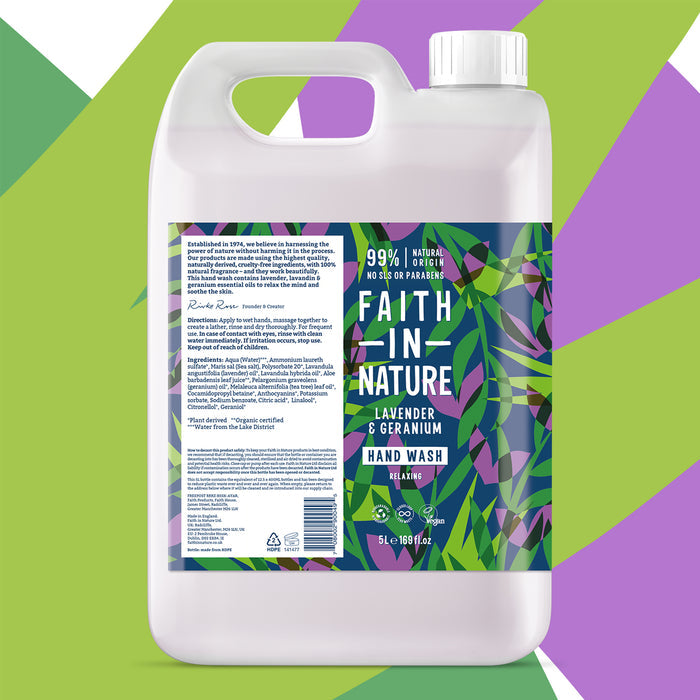 Faith in Nature - 5 Litre Refill Hand Wash - Lavender & Geranium