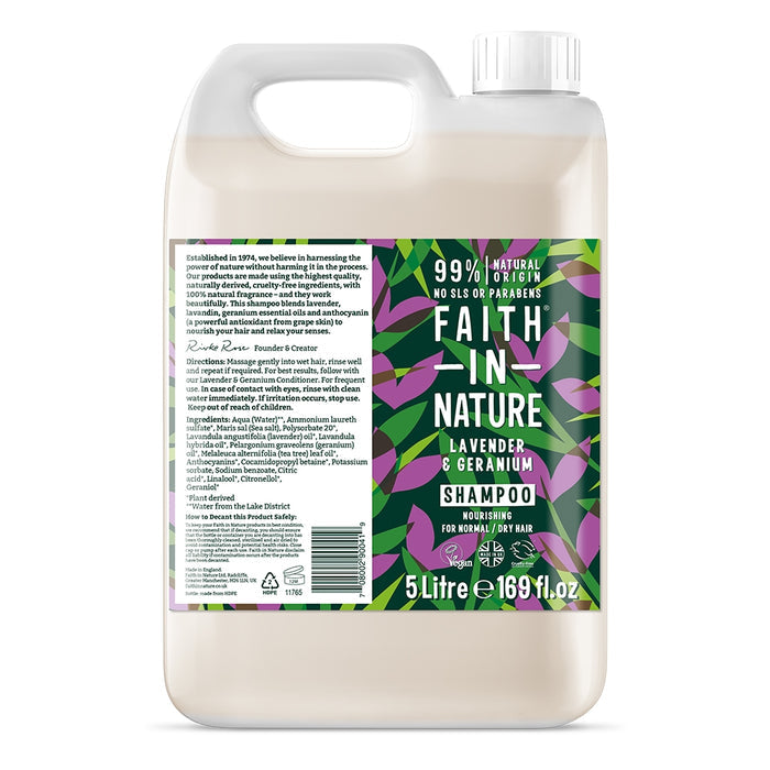 Faith In Nature - 5 Litre Refill Shampoo - Lavender & Geranium
