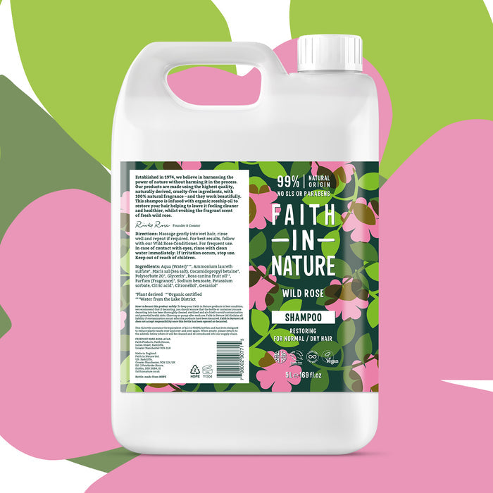 Faith in Nature - 5 Litre Shampoo Refill - Wild Rose