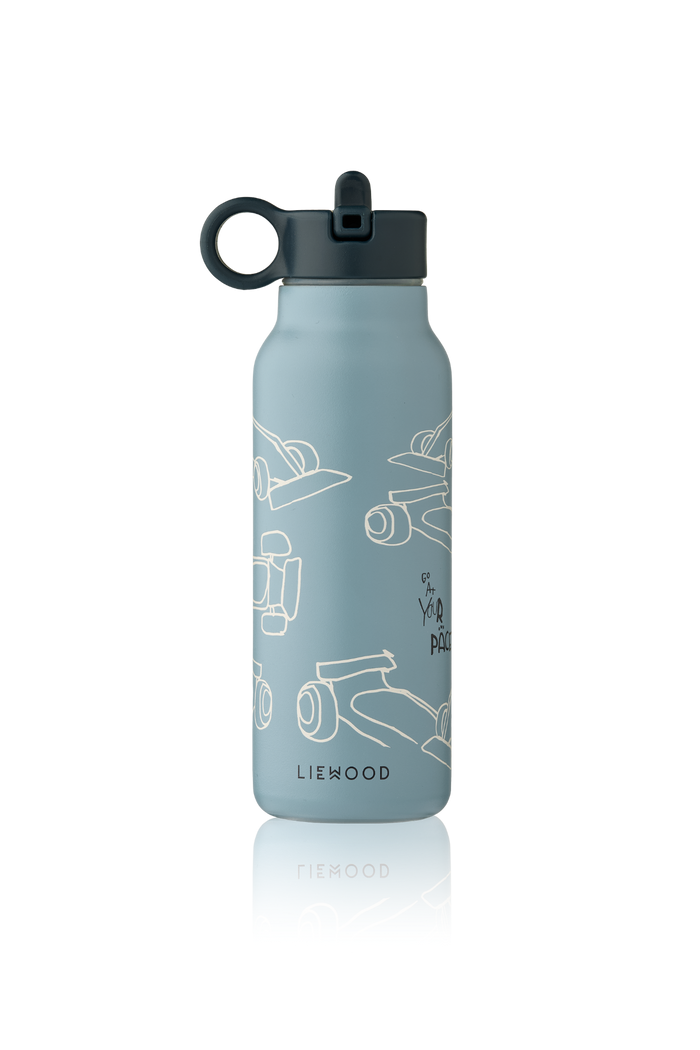 Falk Water Bottle 350 ml - Race Cars / Beach Blue