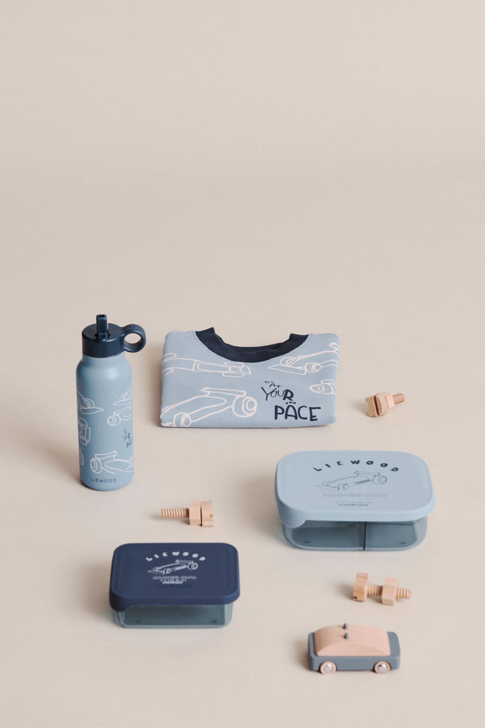 Falk Water Bottle 350 ml - Race Cars / Beach Blue