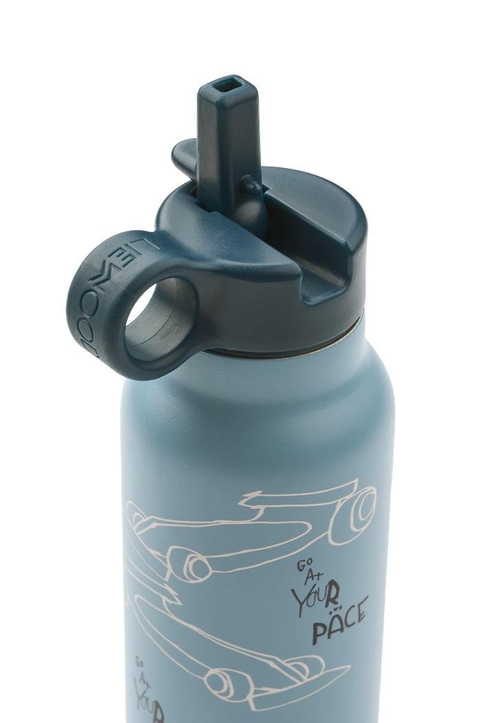 Falk Water Bottle 350 ml - Race Cars / Beach Blue