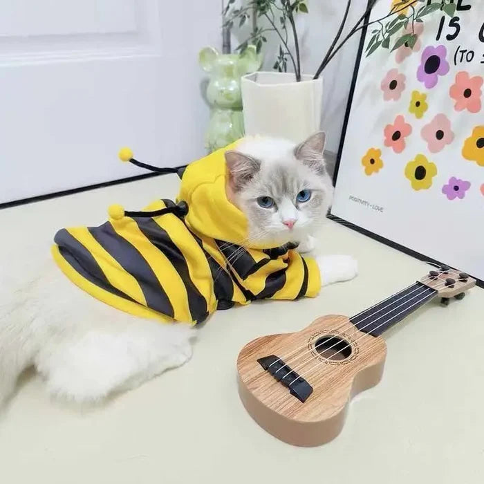 Funny Cat Clothes Anti-Slip Small Bee Beagle Dog Cute Blue Cat Spring and Autumn New Pet Hoodie