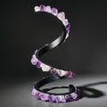 Gleneagles - (Grey Frame) Spiral Earth LED Lamp - Purple Fluorite