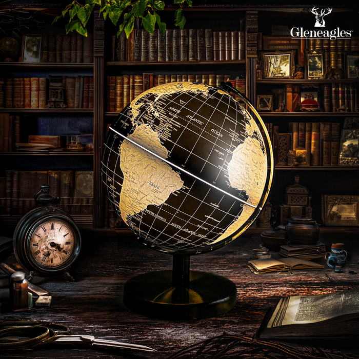 Gleneagles Travel Globe -  Black & Gold LED USB Operated 20cm