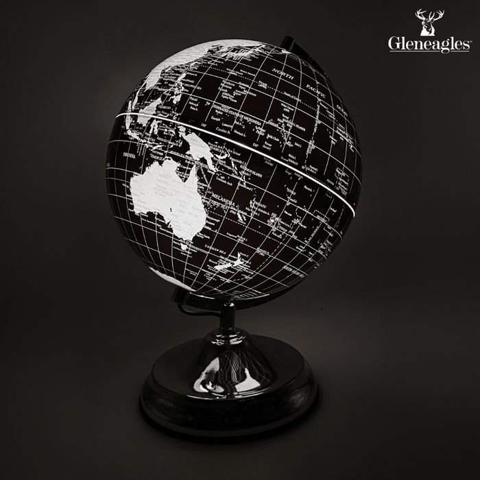 Gleneagles Travel Globe -  Black & Silver LED Plug Operated 25cm