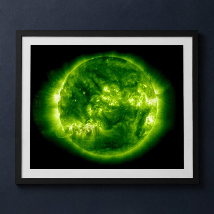 Framed print mockup — Green Iron Sun