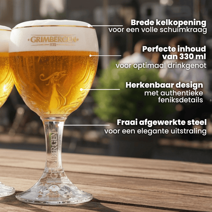 Grimbergen Bierglazen op Voet - 330 ml - 2 stuks