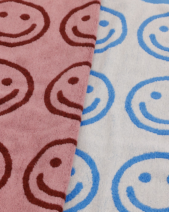Hand Towel Set of 2 - Sky Blue and Blush Happy