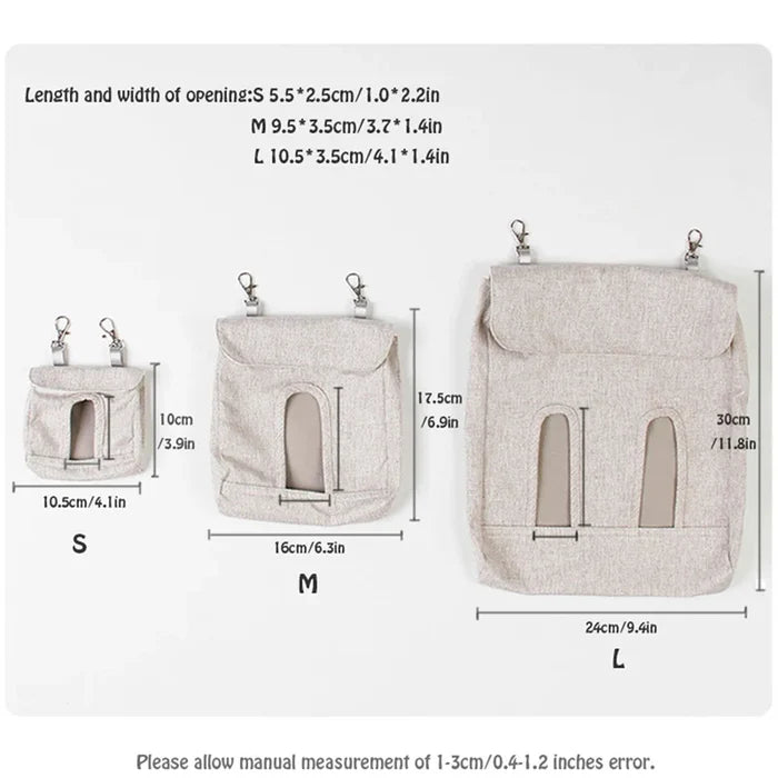 Hanging Pouch Feeder Hay Bag Holder Feeding Dispenser Container for Rabbit Guinea Pig Small Animals Pet