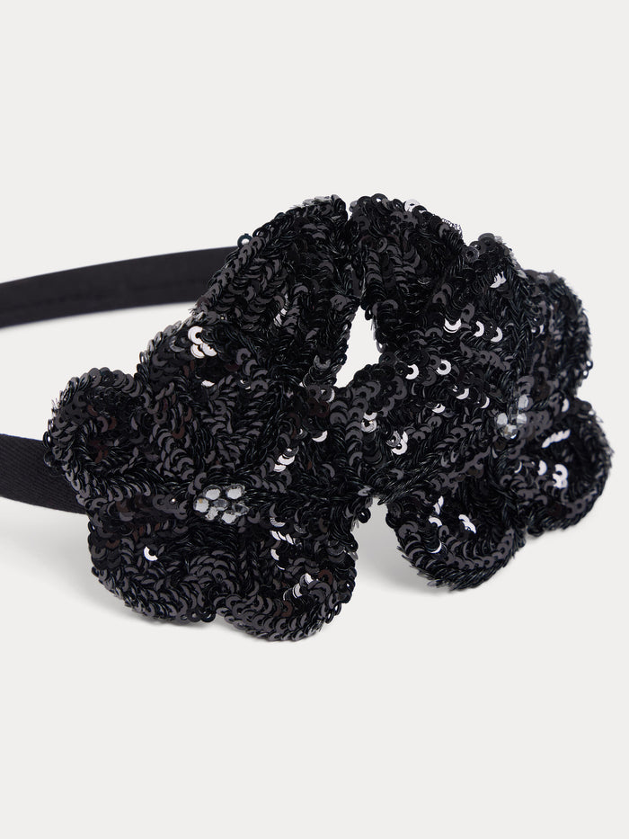 Headband Lamine with embroidered flowers and sequins
