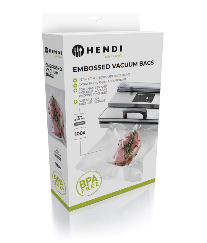 Hendi Vacumeerzakken met reliëf - Sous Vide Zakken - 30 x 40 cm - Geschikt voor FoodSaver vacumeermachines - 100 stuks