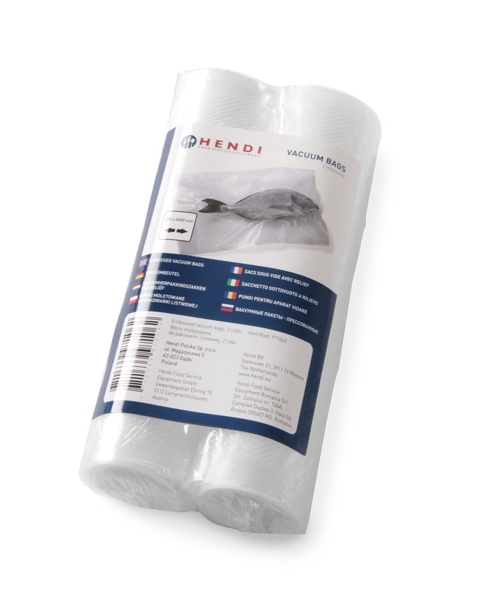 Hendi Vacumeerzakken met reliëf op rol - Sous Vide Zakken - 20 x 600 cm - Geschikt voor FoodSaver vacumeermachines - 2 stuks