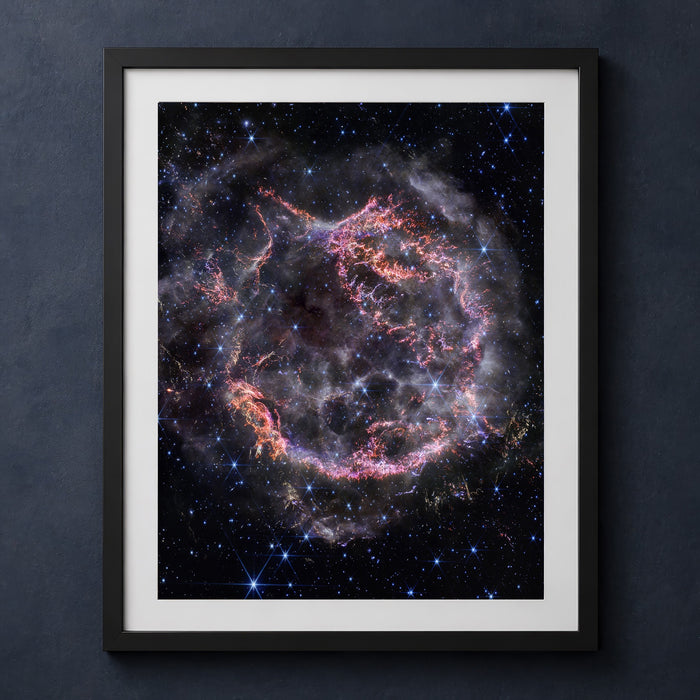 Framed print mockup — James Webb Exploding Stars of Cassiopeia A