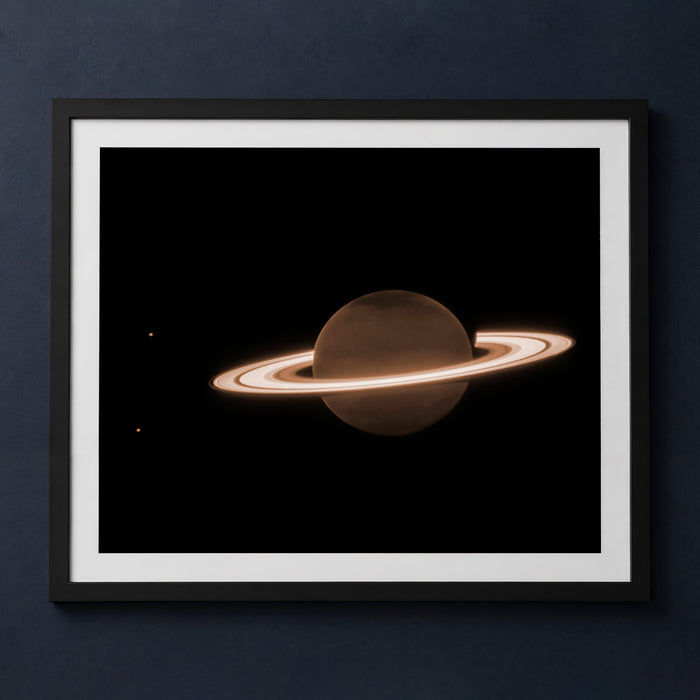 Framed print mockup — JWST Saturn Infrared