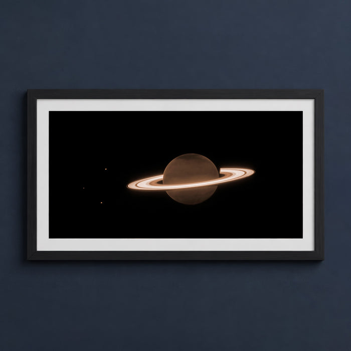 Framed print mockup — JWST Saturn Panorama in Infrared