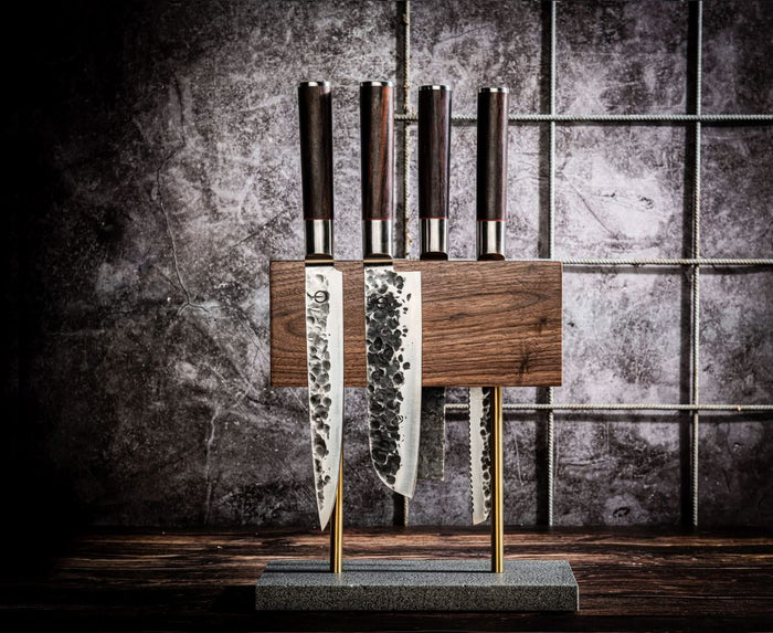 Laguiole Style de Vie Magnetisch Messenblok Walnoot - met natuurstenen voet