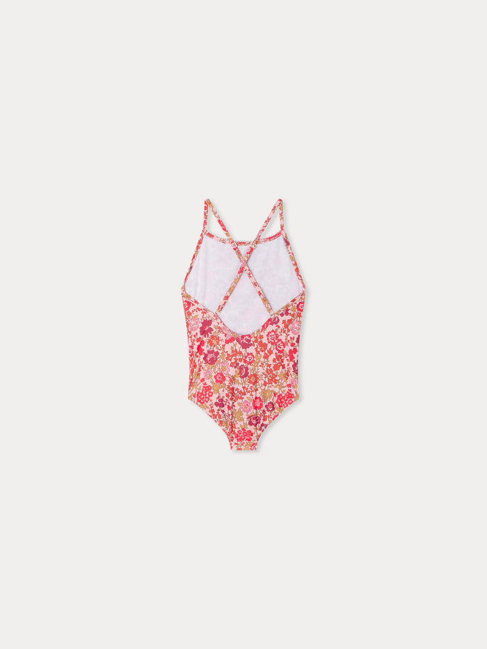 Bonpoint - Laika one-piece swimsuit with pink flowers in Liberty fabric - view 2