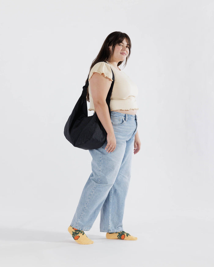 Large Nylon Crescent Bag - Black 37.5"