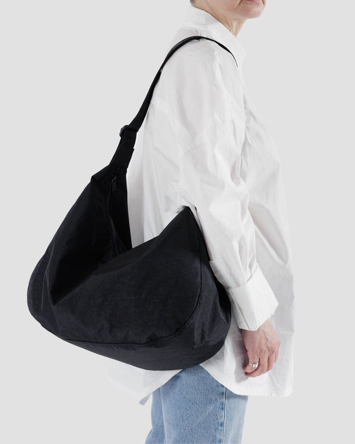 Large Nylon Crescent Bag - Black 37.5"
