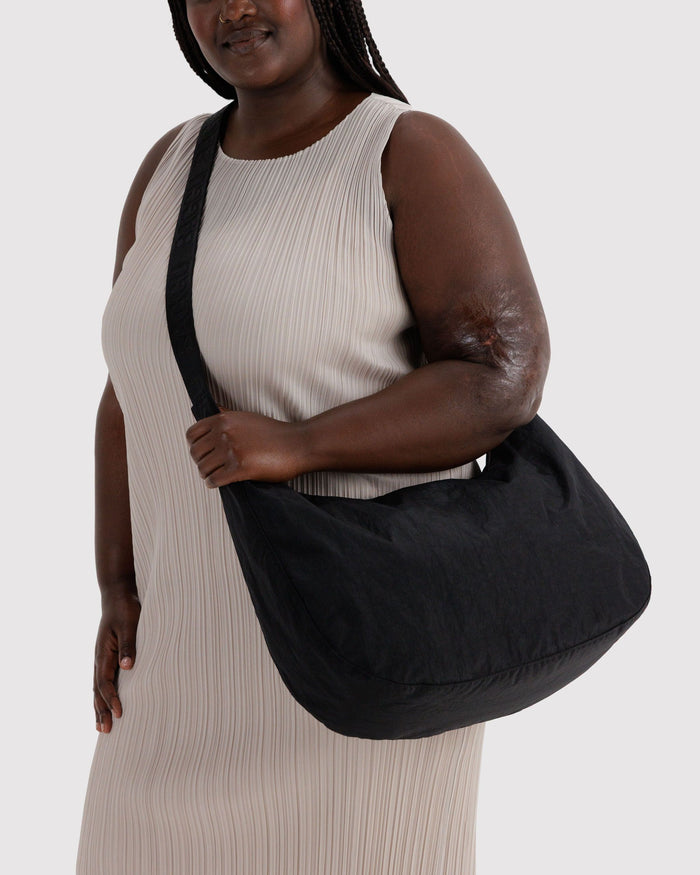 Large Nylon Crescent Bag - Black