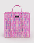 Large Nylon Market Bag - Market Plaid Pink
