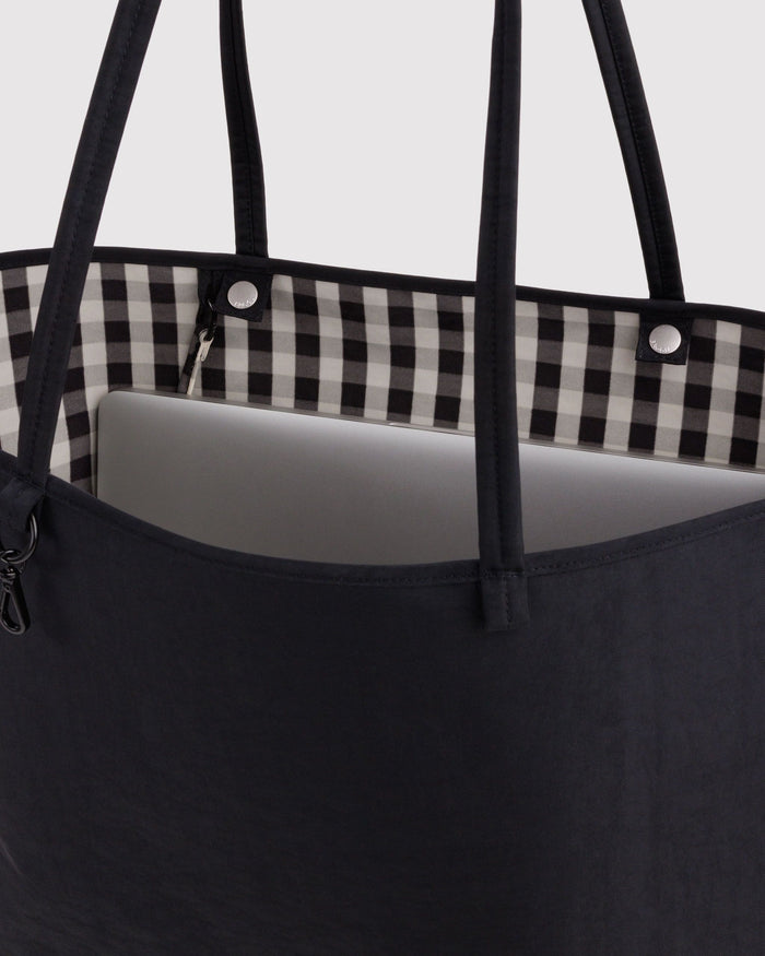 Large Nylon Reversible Tote - Black Mix