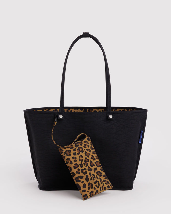 Large Nylon Reversible Tote - Leopard Mix