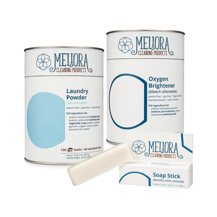 Meliora Plastic-Free Laundry Bundle - Non-Toxic Eco-Friendly (Unscented)