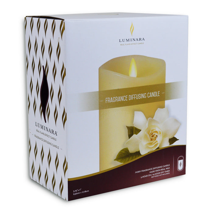 Luminara Fragrance Diffusing Pillar Candle in a Gift Box - 1 x Indoor Pillar / 2 x Lavender Pods / 2 x Sea Min Mist Pods