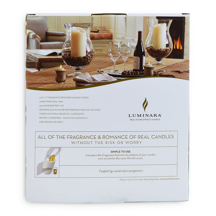 Luminara Fragrance Diffusing Pillar Candle in a Gift Box - 1 x Indoor Pillar / 2 x Lavender Pods / 2 x Sea Min Mist Pods