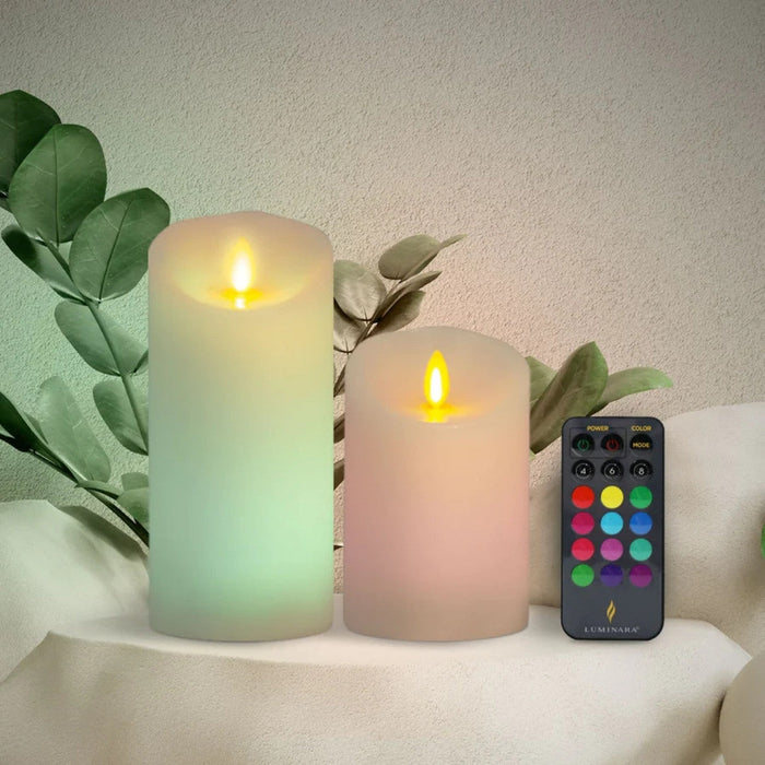 These color changing candles come in two sizes - 3.0" x 4.5" or 3.0" x 6.5".