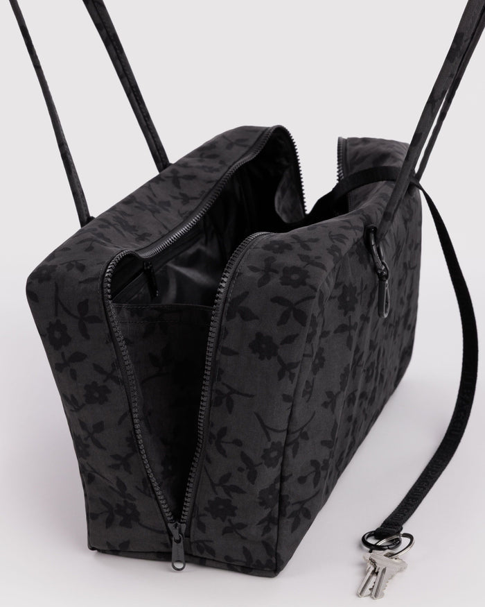 Medium Nylon Bowler Bag - Charcoal Ditsy Floral