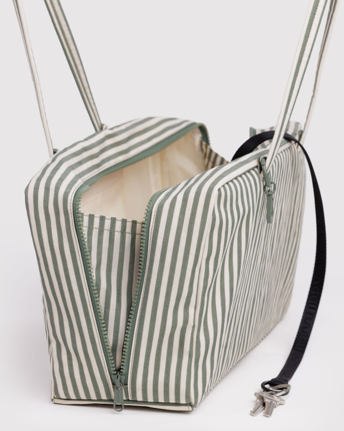 Medium Nylon Bowler Bag - Sage Stripe