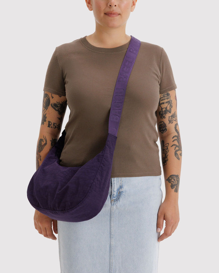 Medium Nylon Crescent Bag - Fig