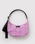 Medium Nylon Crescent Bag - Market Plaid Pink