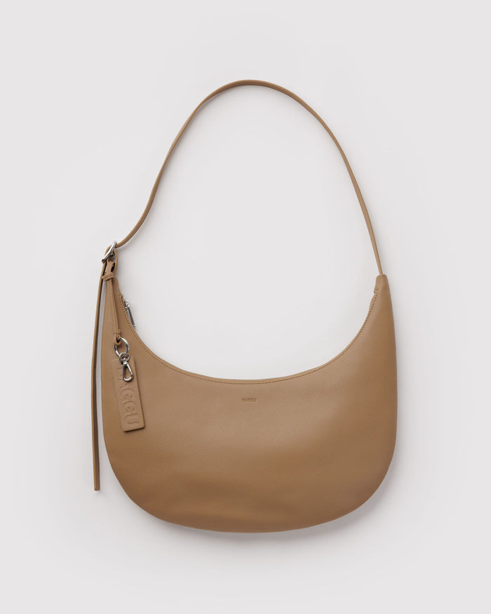 Medium Recycled Leather Flat Crescent - Dune