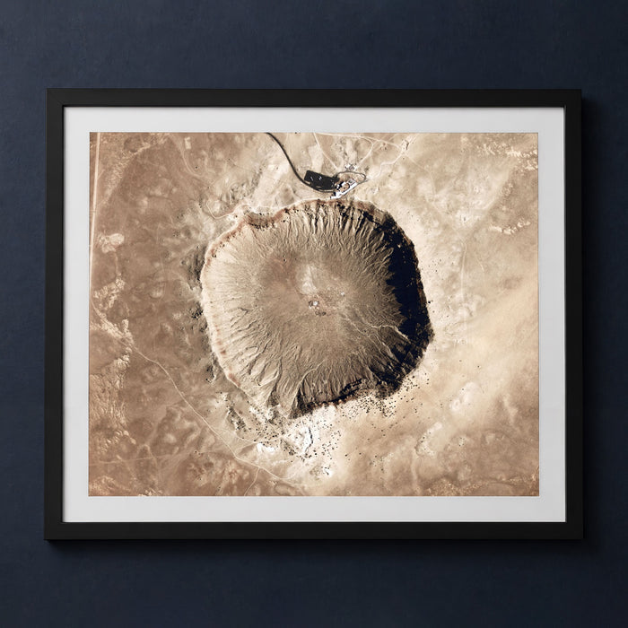 Framed print mockup — Meteor Crater on Earth