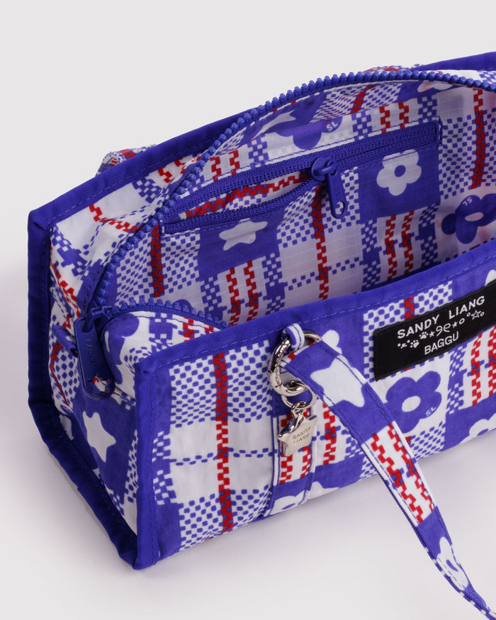 Mini Nylon Market Bag - Market Plaid Blue